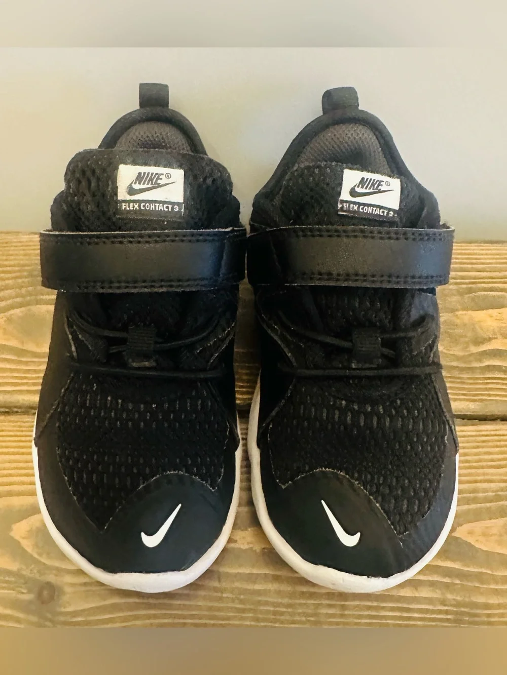 Nike Flex Contact 3 AR4155-001 Black White Toddler Shoes Sneakers Size 8C